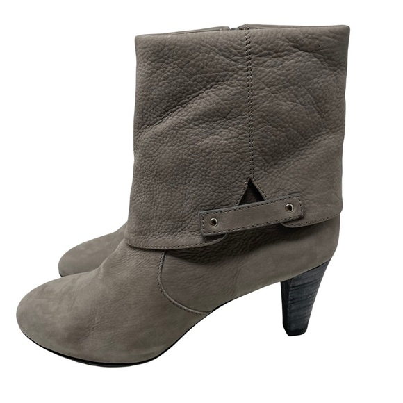 Theory Gray Nubuck Leather Ankle Zip Booties Size 40 US 10 - Picture 1 of 13